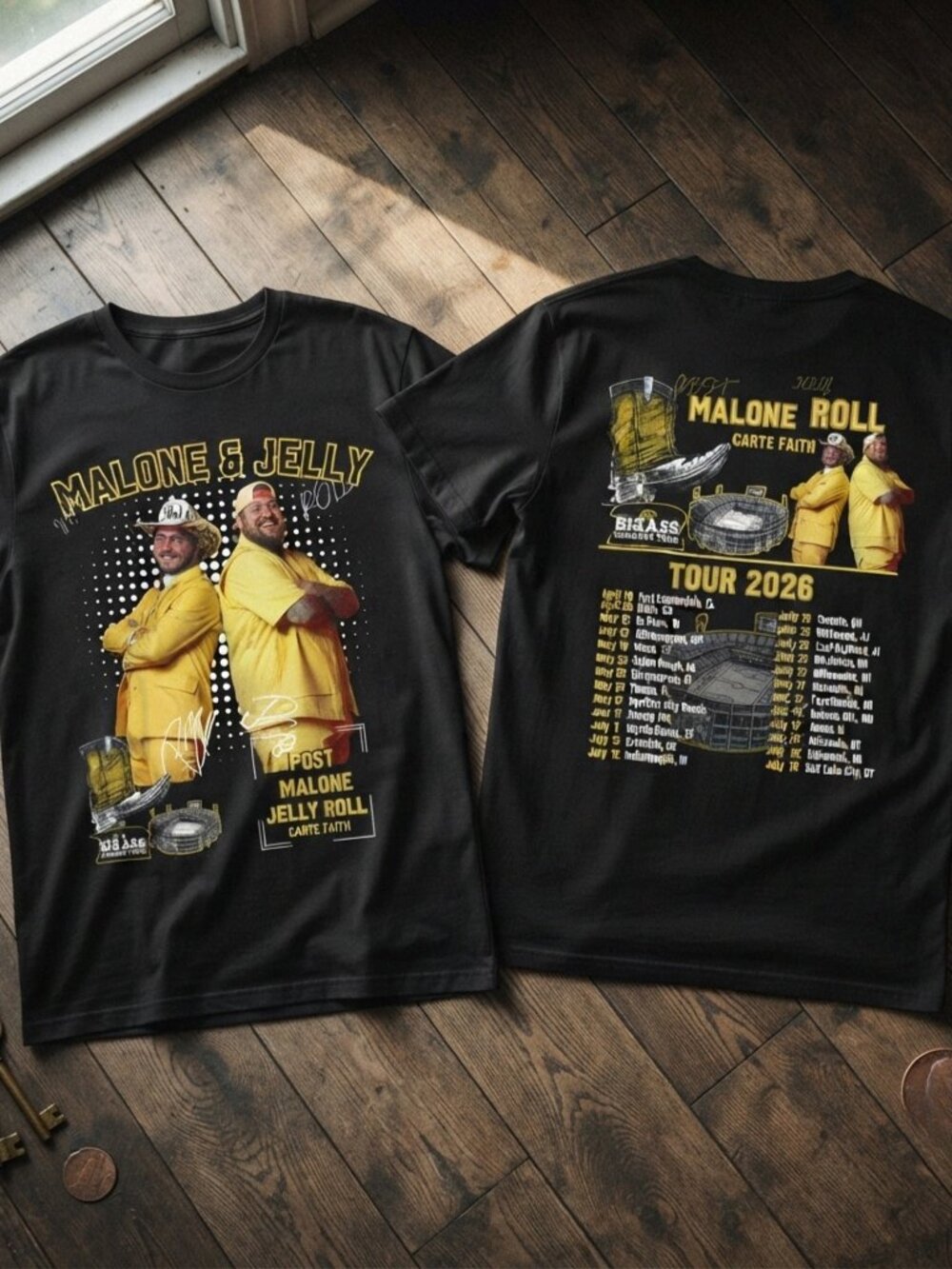 Post Malone Jelly Roll Tour 2026 Graphic T-Shirt Unisex Concert Tee